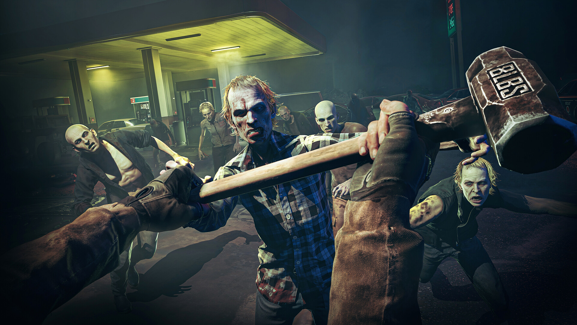 First-person melee fight with a sledgehammer
